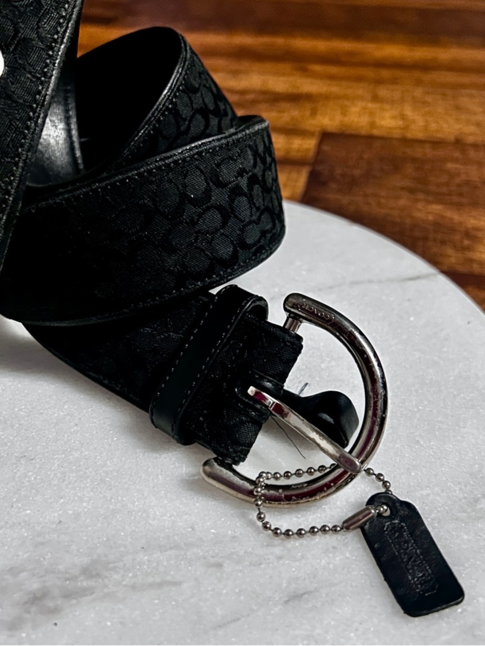 Coach (M6 3977) ~ Women’s Large ~ Vintage ~ Black W/Silver ~ Logo Designer Belt - Picture 5 of 16